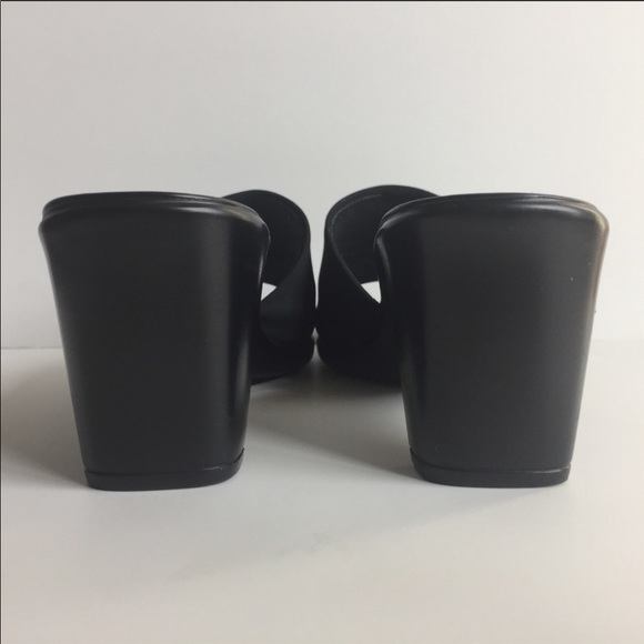 Stuart Weitzman | Black Wedge Heel Slides Size 8.5 - Picture 6 of 8
